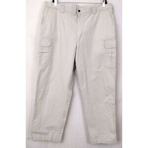 LL Bean Mens Pants  Cargo 42X32 Tan Khaki Tropical Weight Straight Pockets